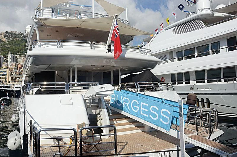 a boat docked at a pier aboard AO Yacht for Sale