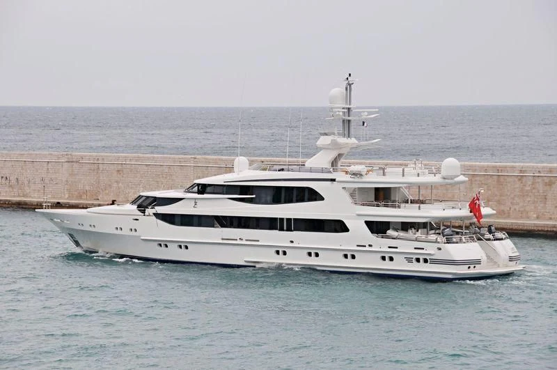a white yacht in the water aboard AO Yacht for Sale