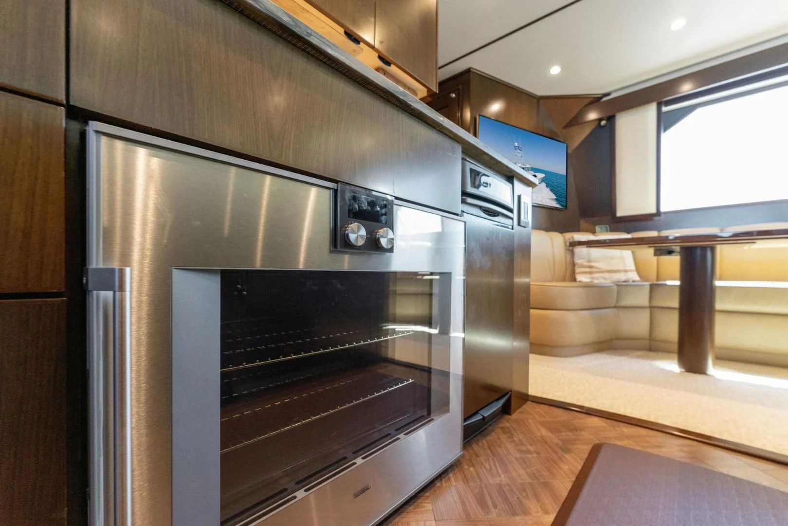 a kitchen with a stove and cabinets aboard THE PROVIDER Yacht for Sale