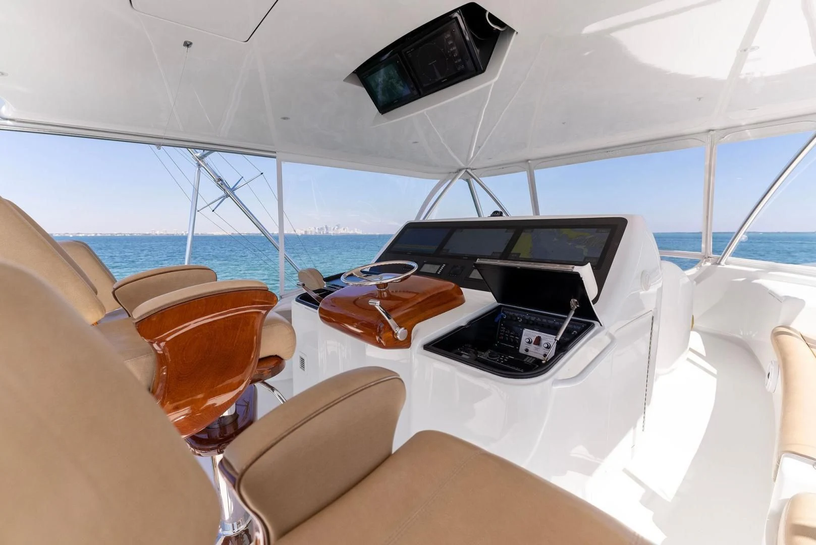 a boat with a laptop on it aboard THE PROVIDER Yacht for Sale