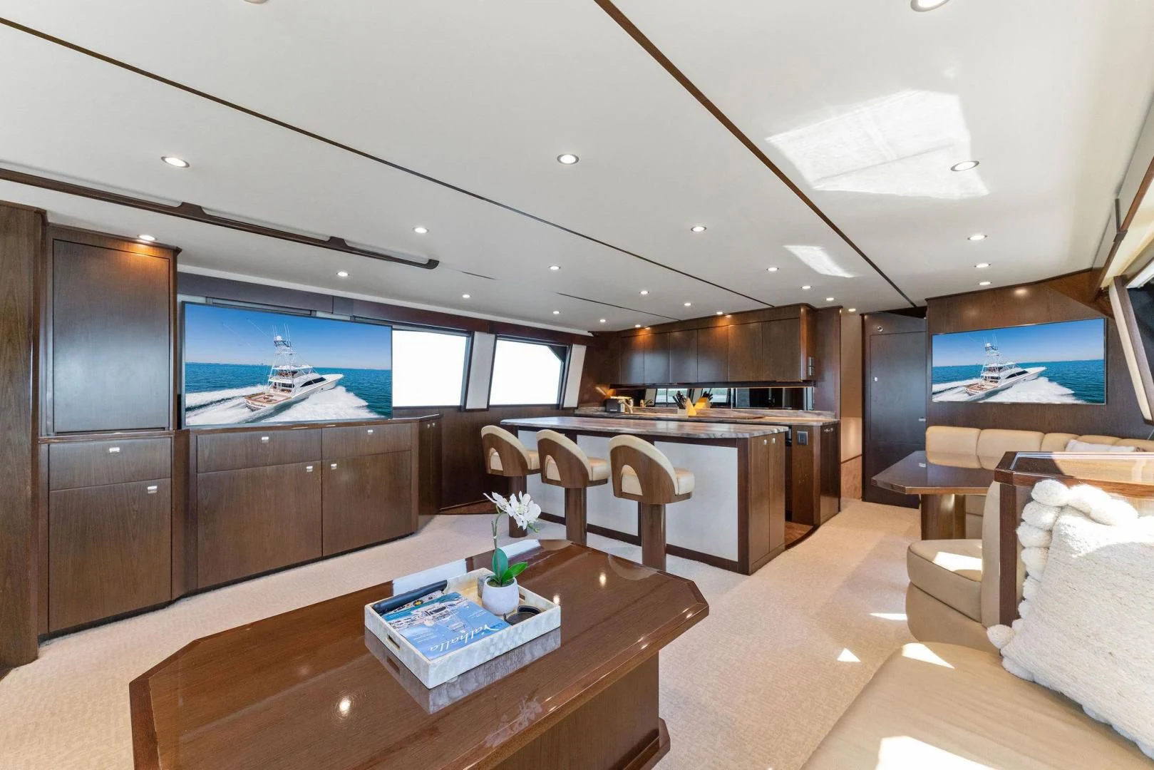 a room with a table and chairs aboard THE PROVIDER Yacht for Sale