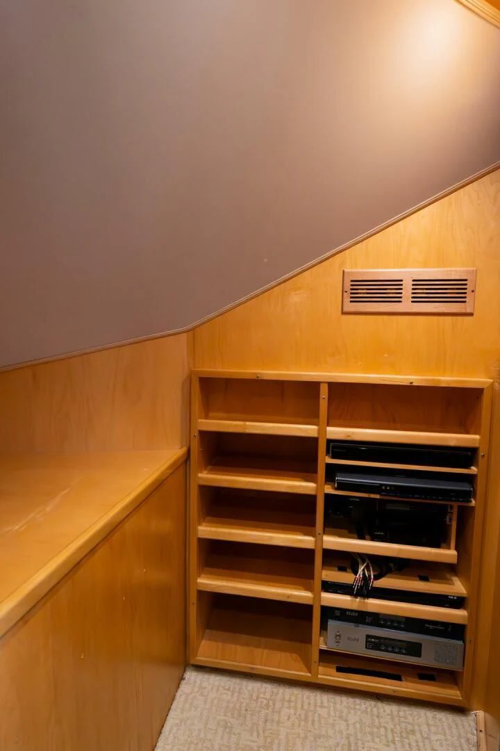 a wooden shelf with a vent aboard THE PROVIDER Yacht for Sale