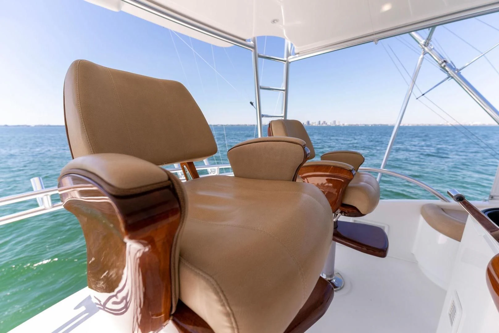 a boat with chairs and a table aboard THE PROVIDER Yacht for Sale