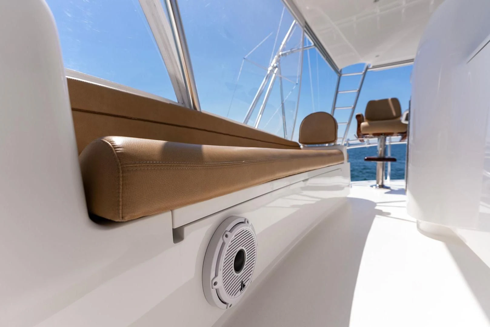 a wood box with a chair in the background aboard THE PROVIDER Yacht for Sale