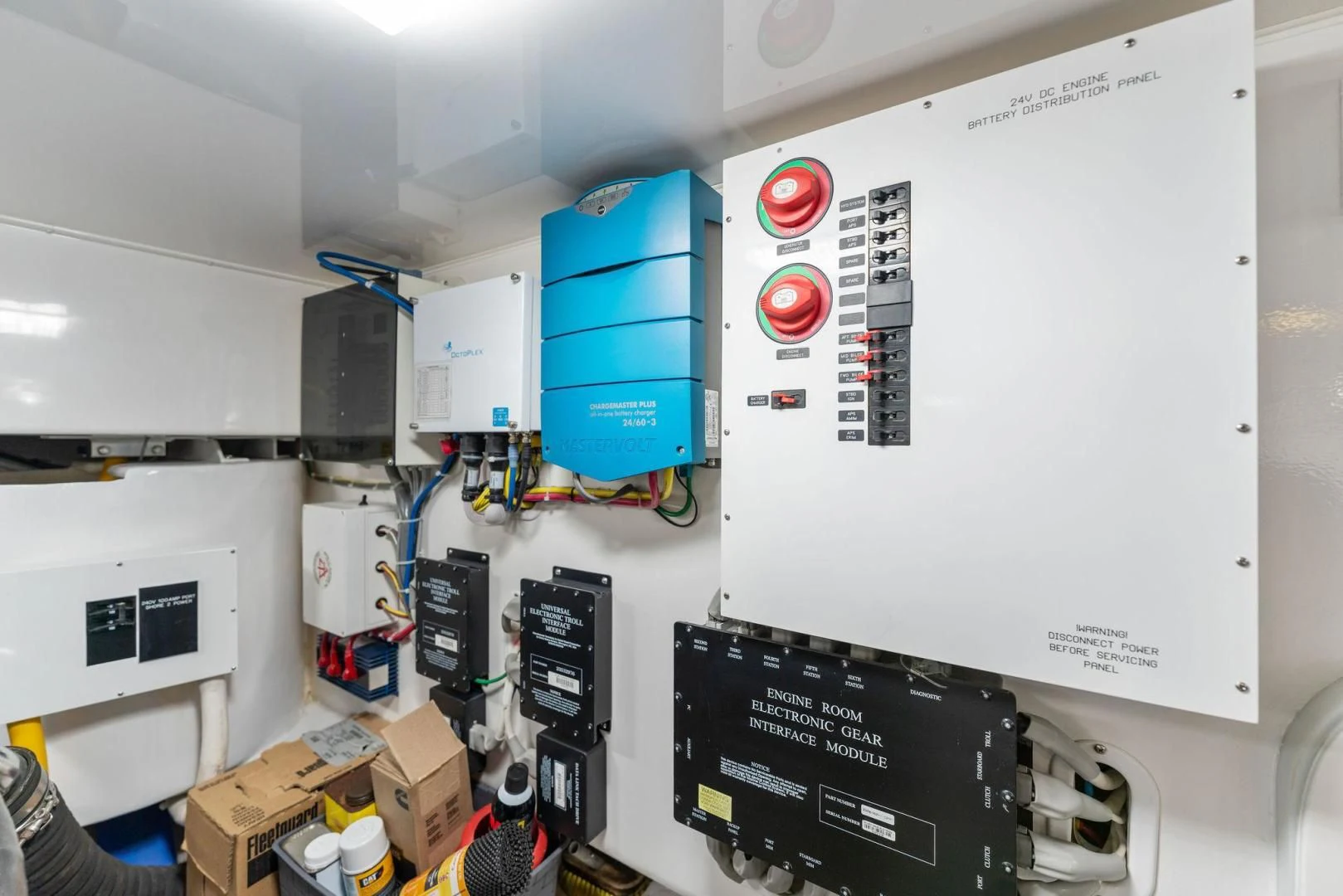 a room with a white board and a white board with a blue box on it aboard THE PROVIDER Yacht for Sale