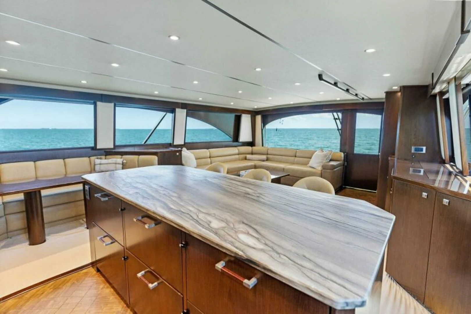 a large room with a large pool table and a couch aboard THE PROVIDER Yacht for Sale