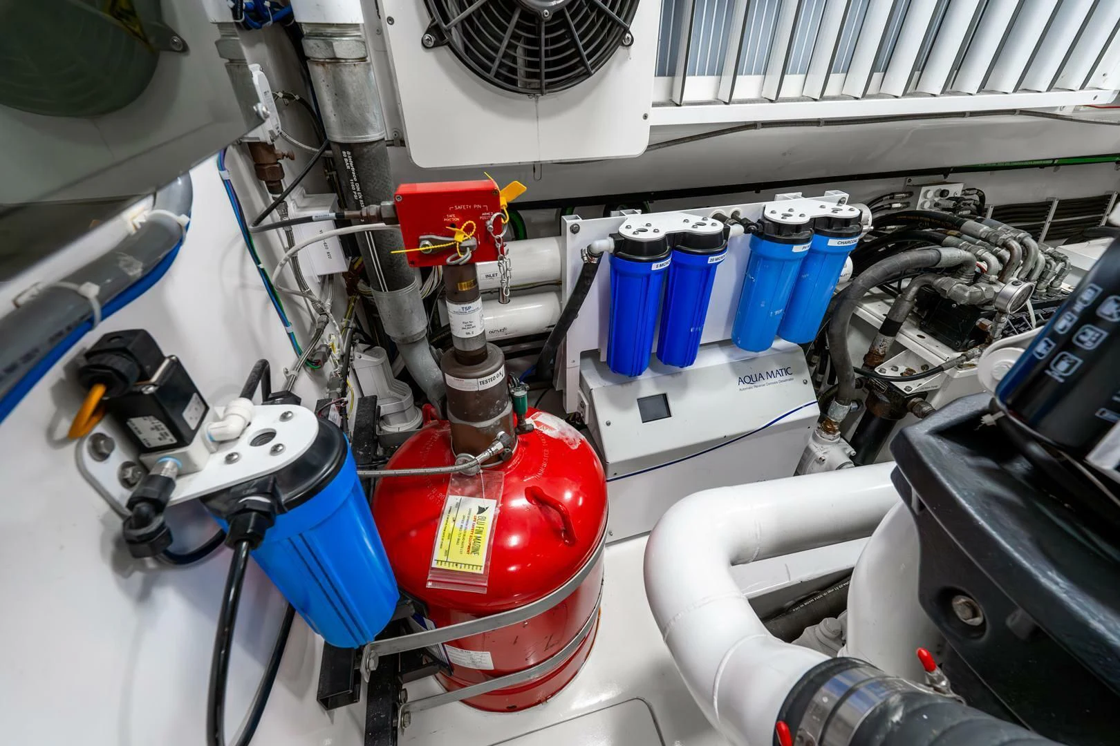 a red and white machine aboard THE PROVIDER Yacht for Sale