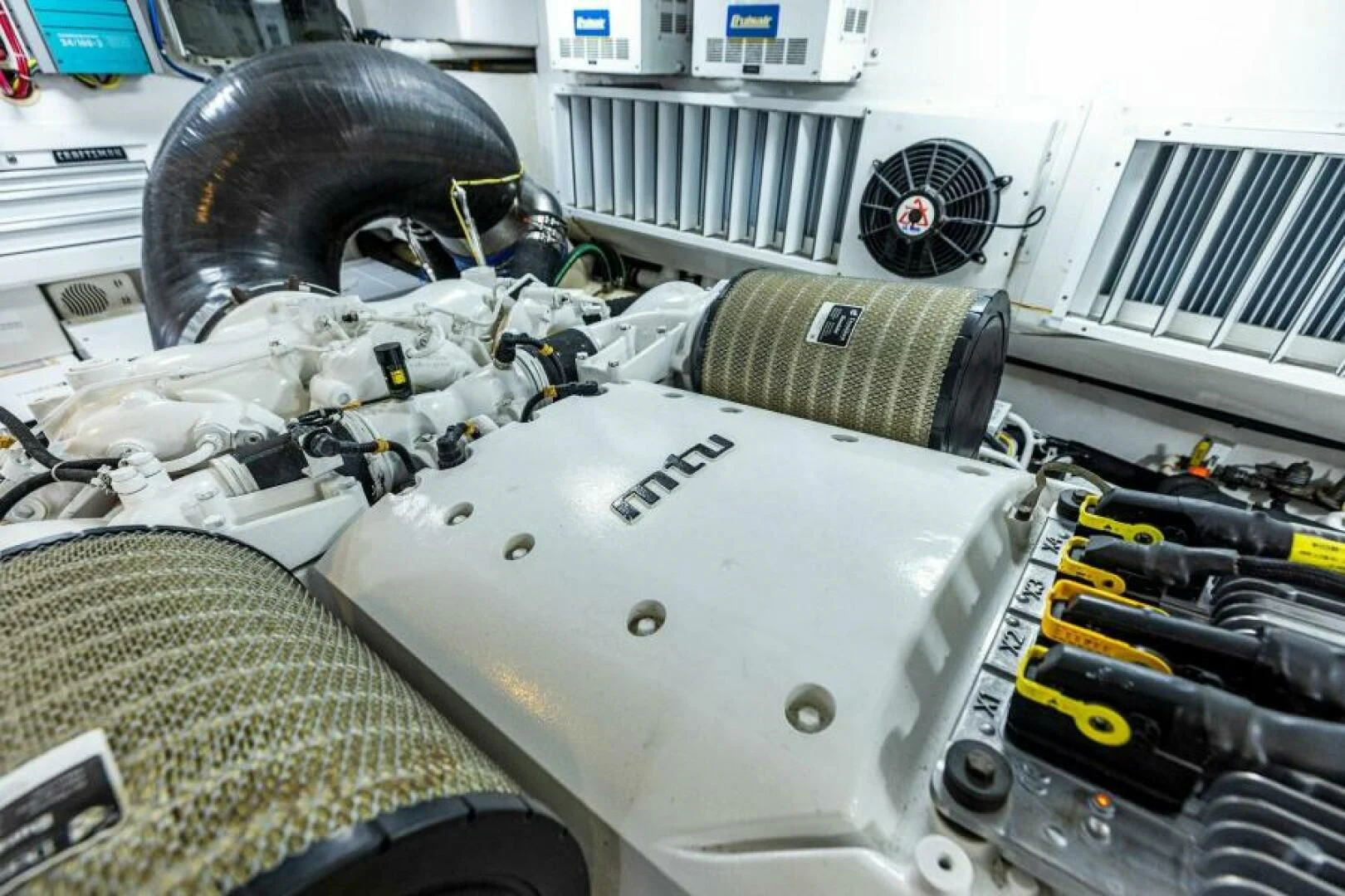 a car with a large engine aboard THE PROVIDER Yacht for Sale