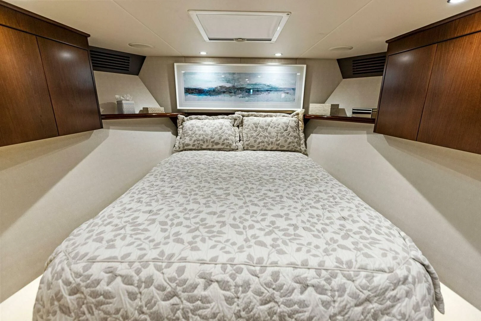 a bed in a room aboard THE PROVIDER Yacht for Sale