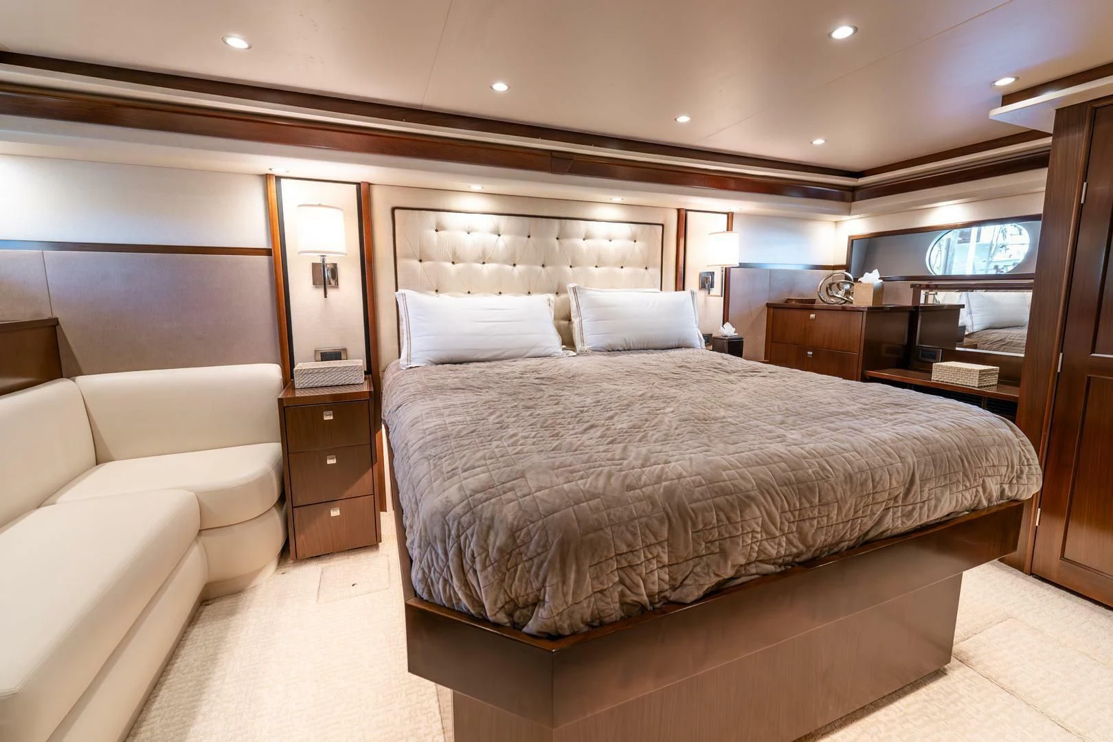 a bed in a room aboard THE PROVIDER Yacht for Sale