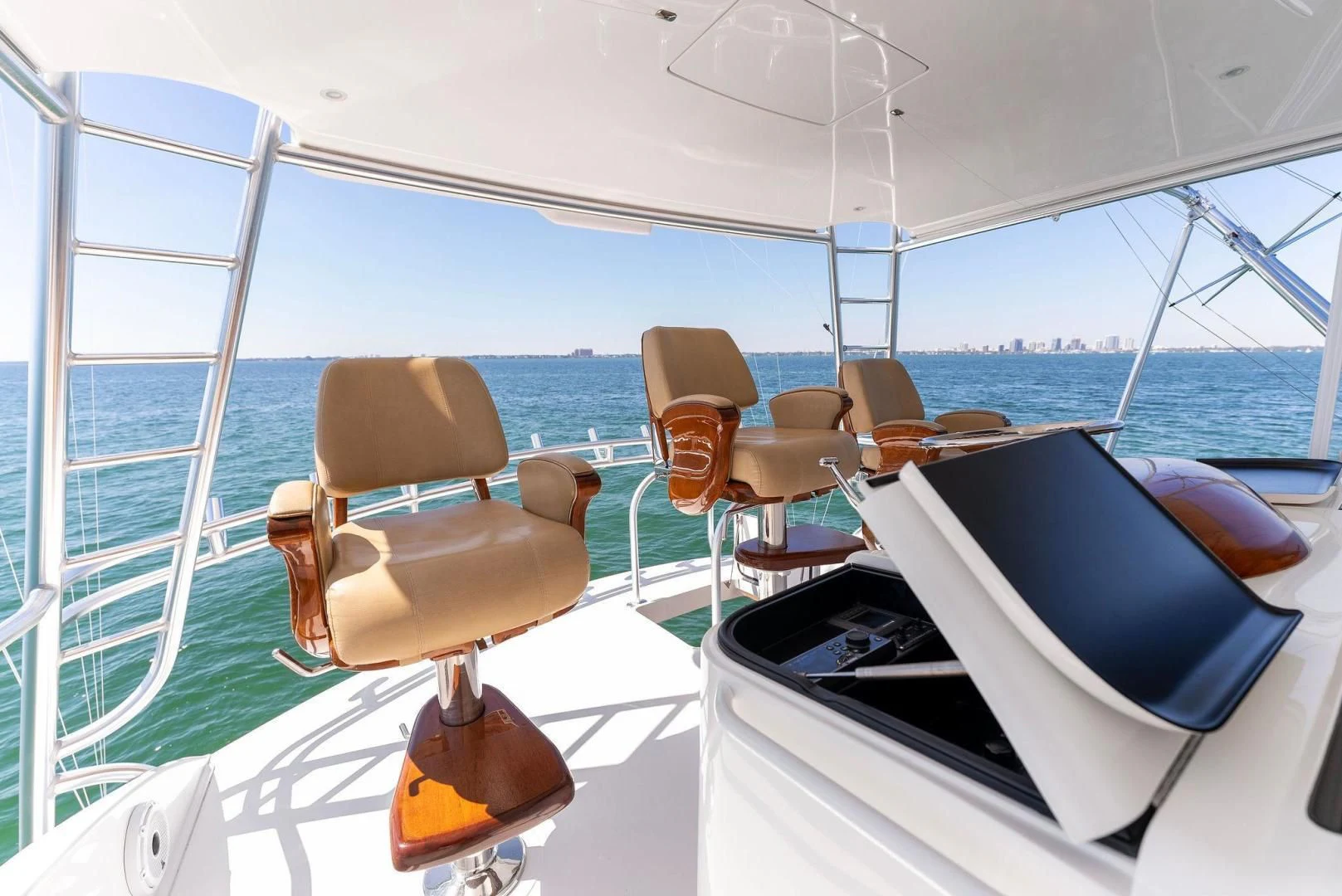a boat with chairs and a table aboard THE PROVIDER Yacht for Sale