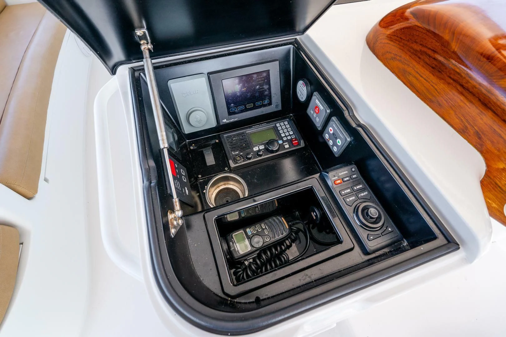 a close-up of a car stereo aboard THE PROVIDER Yacht for Sale
