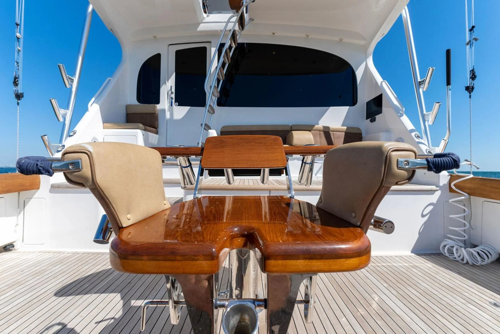 a white helicopter with chairs aboard THE PROVIDER Yacht for Sale