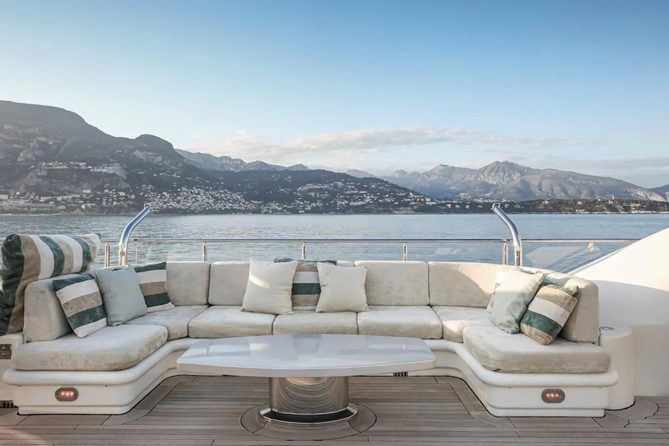 a couch on a boat aboard SAMIRA Yacht for Sale