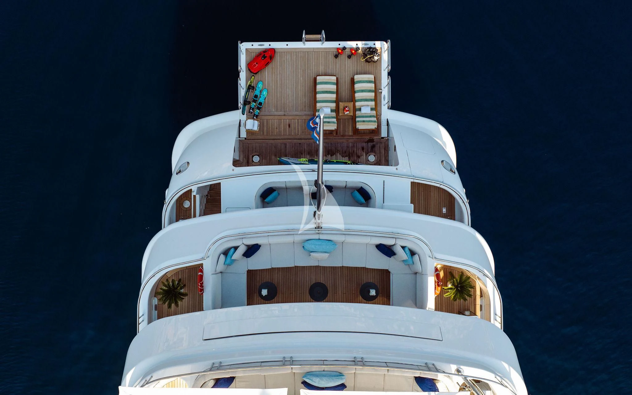 a white building with a tower aboard SAMIRA Yacht for Sale