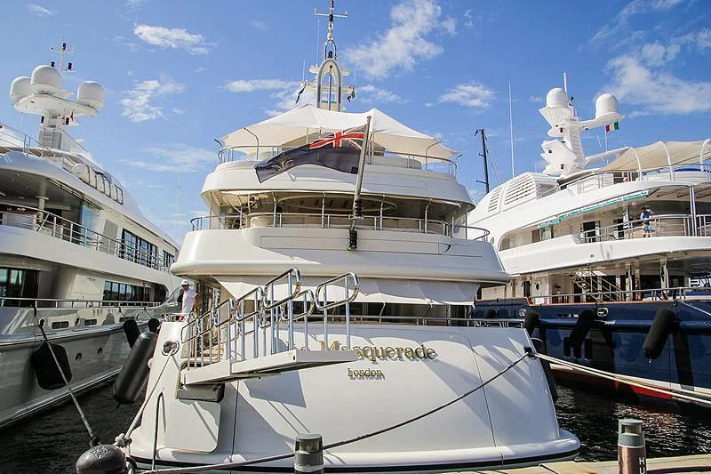 a couple of boats are parked in a harbor aboard SAMIRA Yacht for Sale