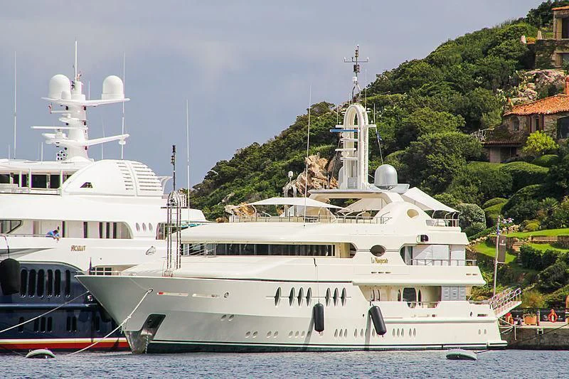 a couple of large white boats aboard SAMIRA Yacht for Sale