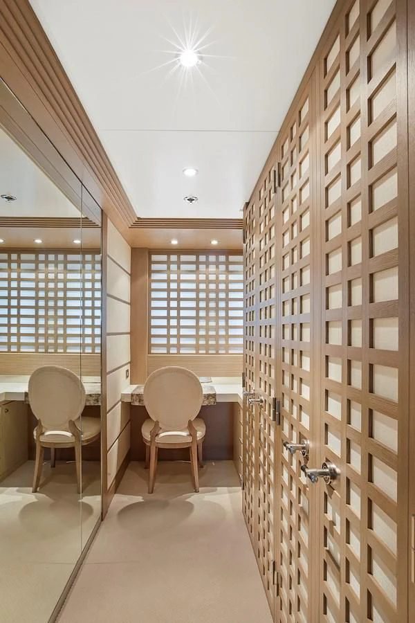 a room with a large window aboard SAMIRA Yacht for Sale