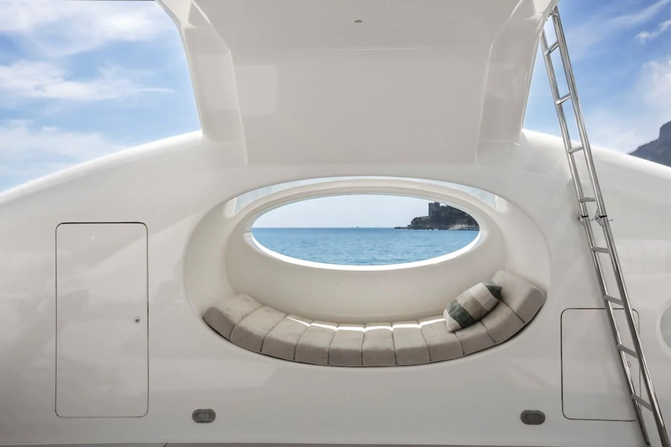 a pool in a white building aboard SAMIRA Yacht for Sale