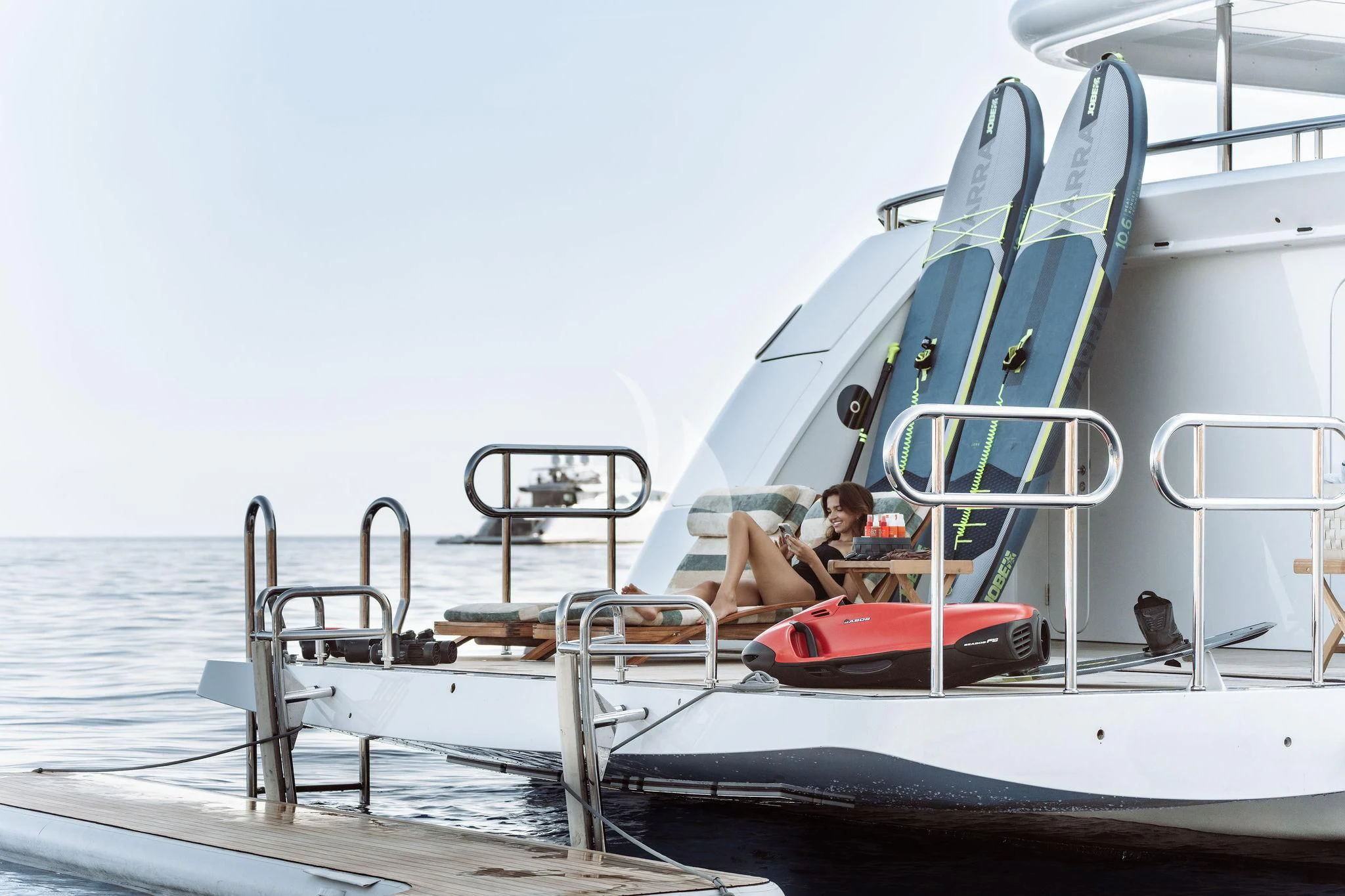 a man and a woman on a boat aboard SAMIRA Yacht for Sale