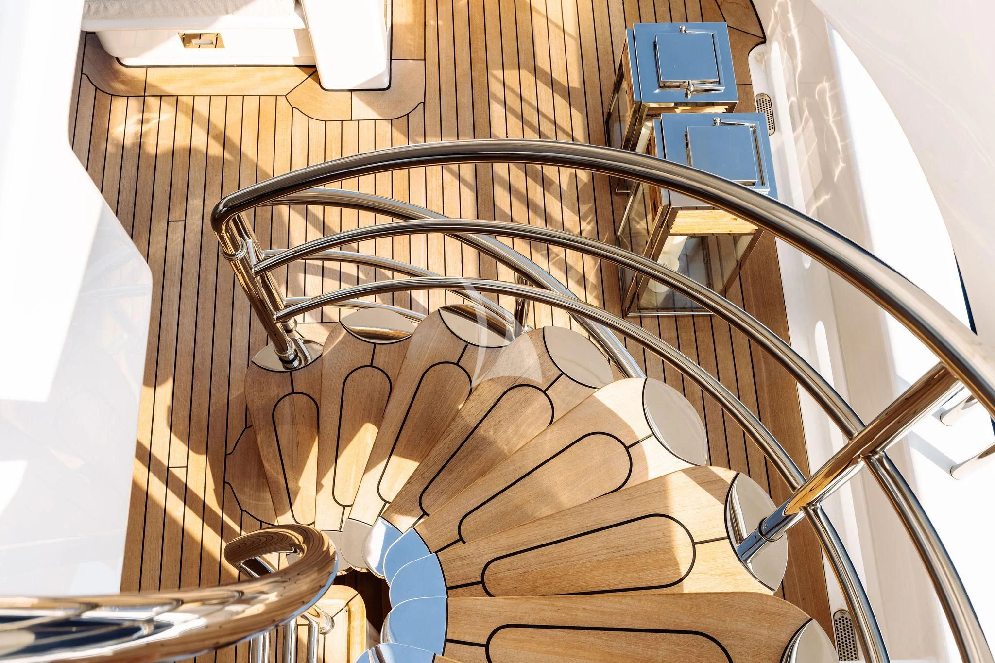 a bicycle on a wooden surface aboard SAMIRA Yacht for Sale