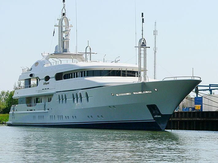 a large white boat aboard SAMIRA Yacht for Sale