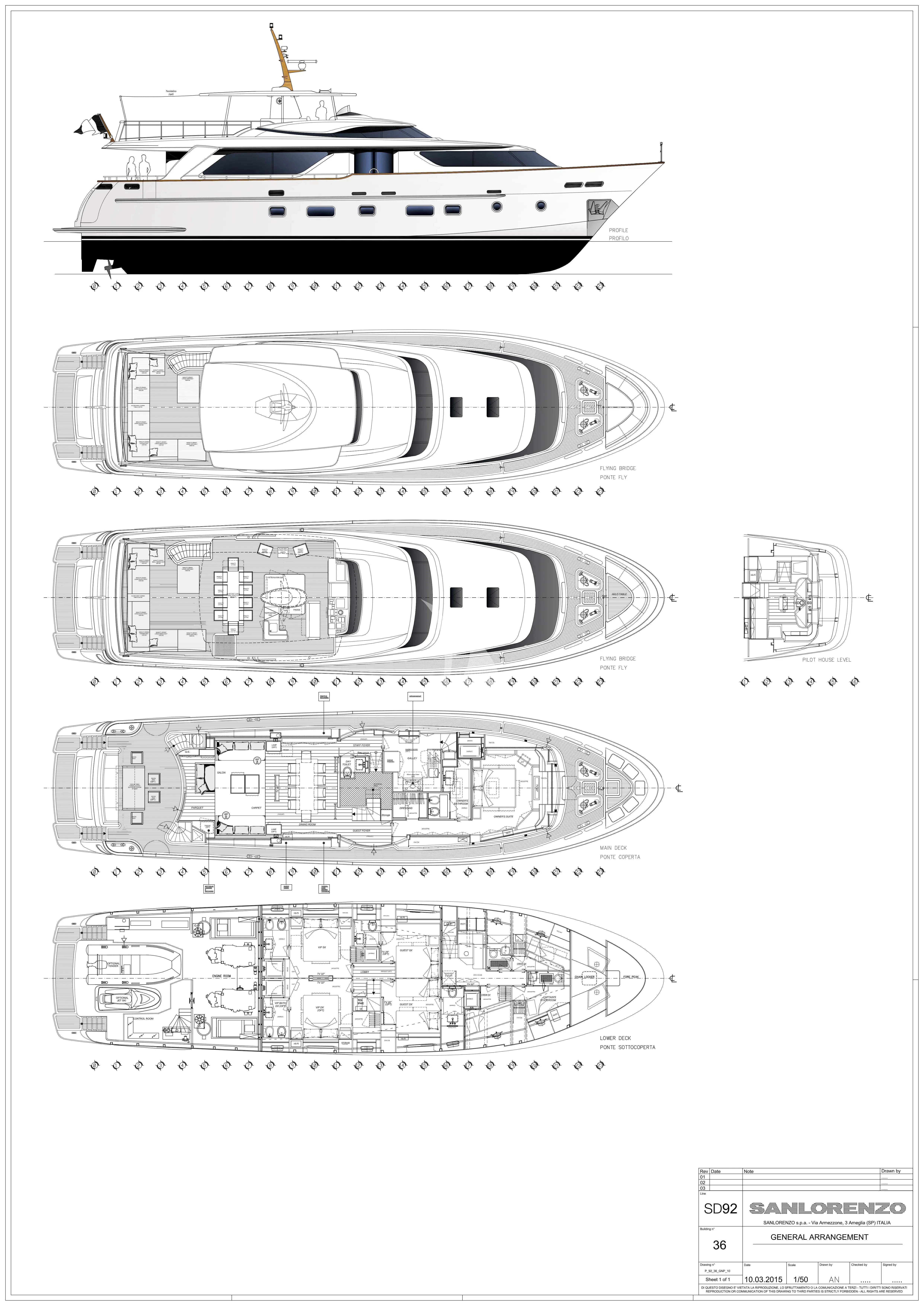 diagram, engineering drawing aboard UNICKA Yacht for Sale