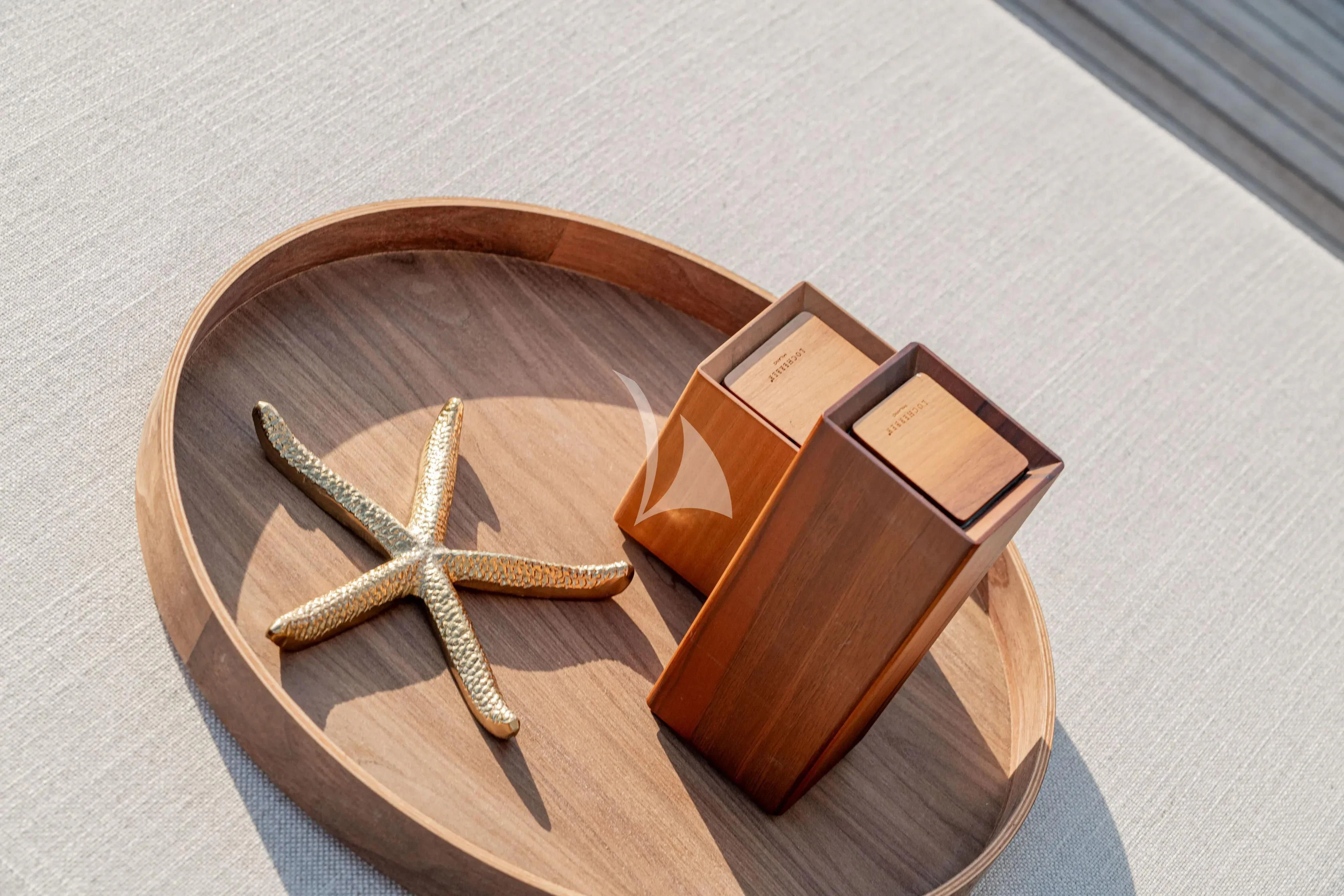 a pair of gold and silver objects aboard UNICKA Yacht for Sale