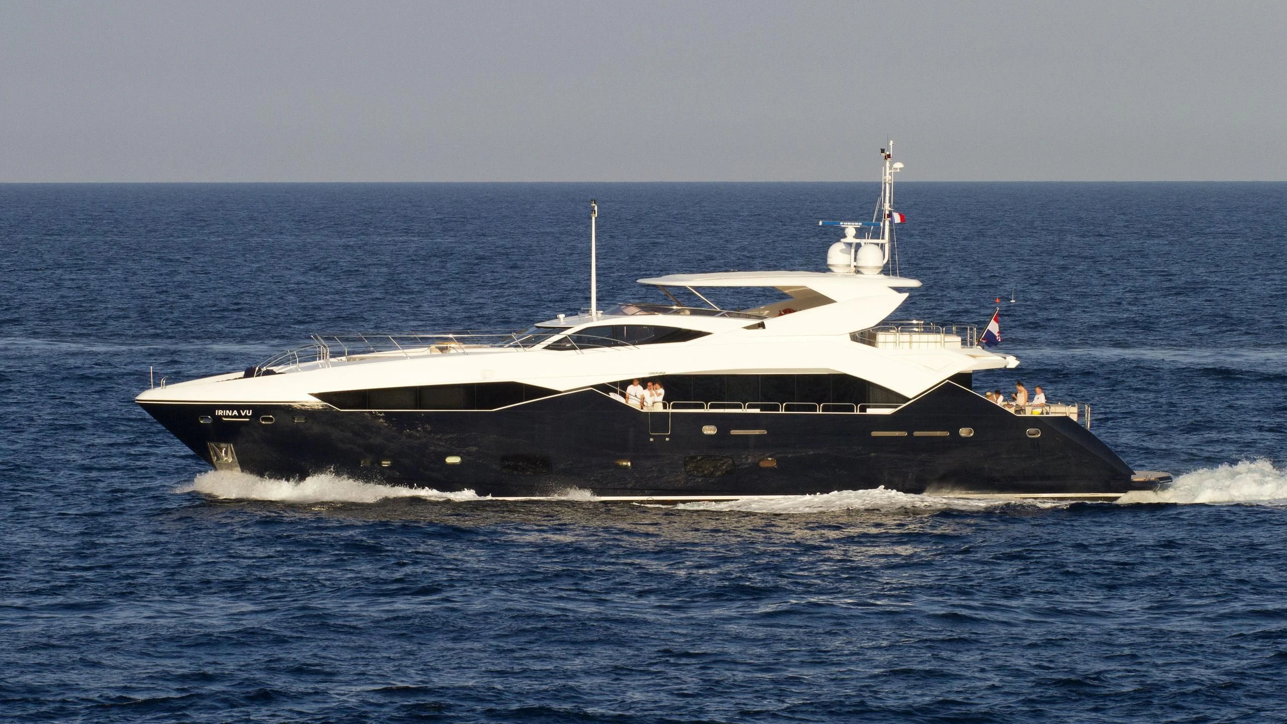 a large white yacht aboard IRINA VU Yacht for Sale