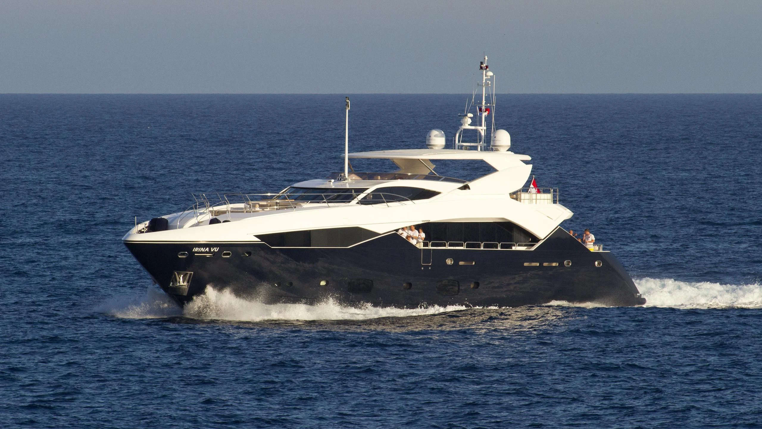 a large ship in the water aboard IRINA VU Yacht for Sale