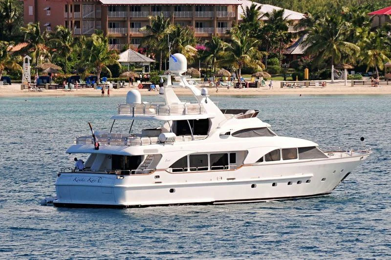 a white boat on the water aboard KEIKI KAI Yacht for Sale