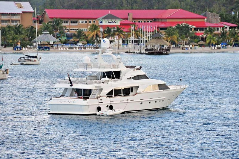 a white boat in the water aboard KEIKI KAI Yacht for Sale