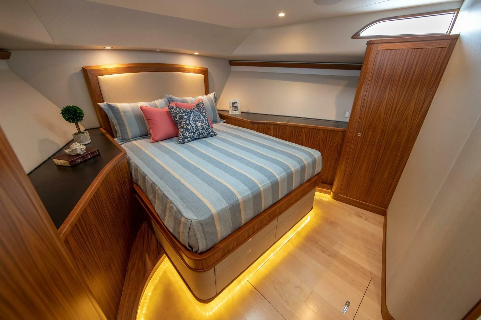 a bed in a room aboard PRIVATEER Yacht for Sale