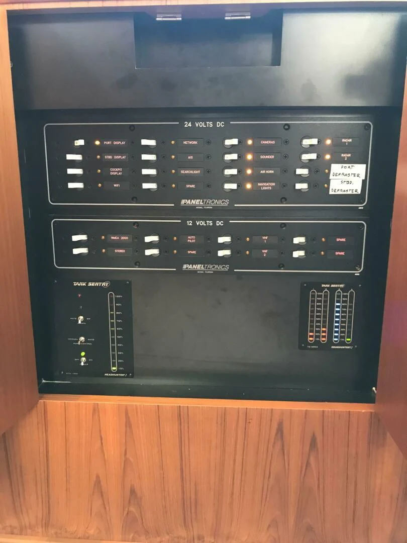 a black rectangular electronic device aboard PRIVATEER Yacht for Sale