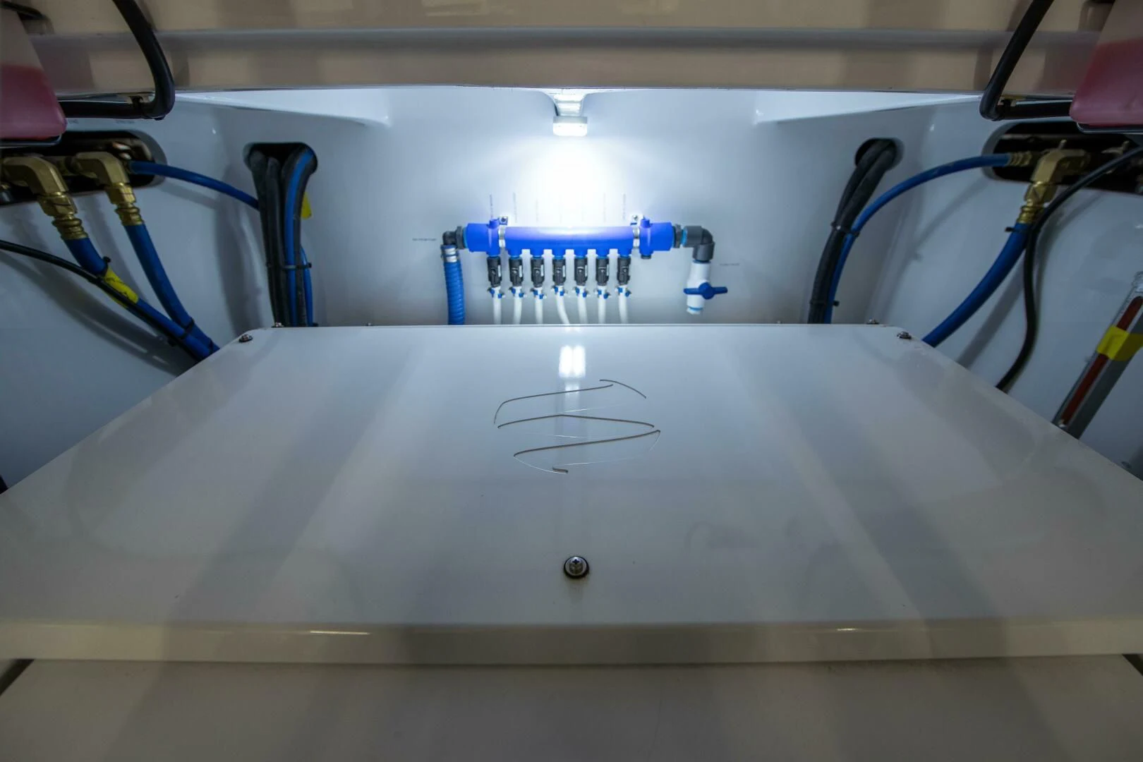 a machine with blue wires aboard PRIVATEER Yacht for Sale