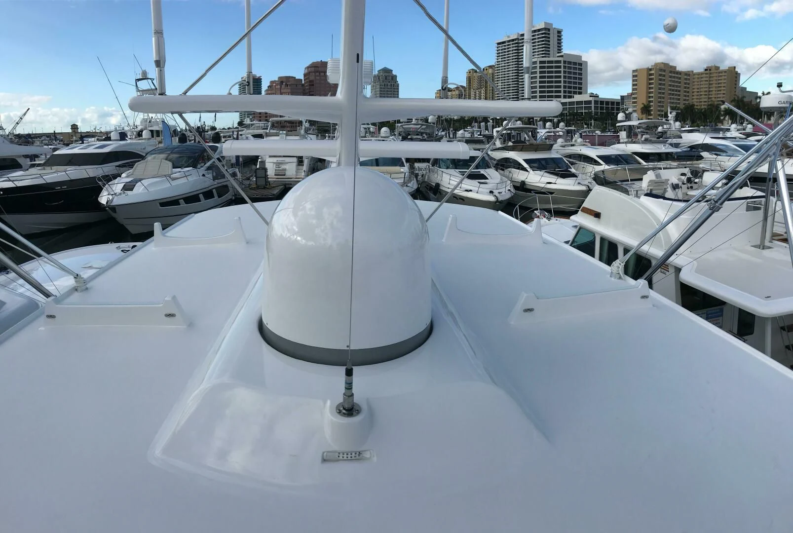 a group of boats are parked in a harbor aboard PRIVATEER Yacht for Sale