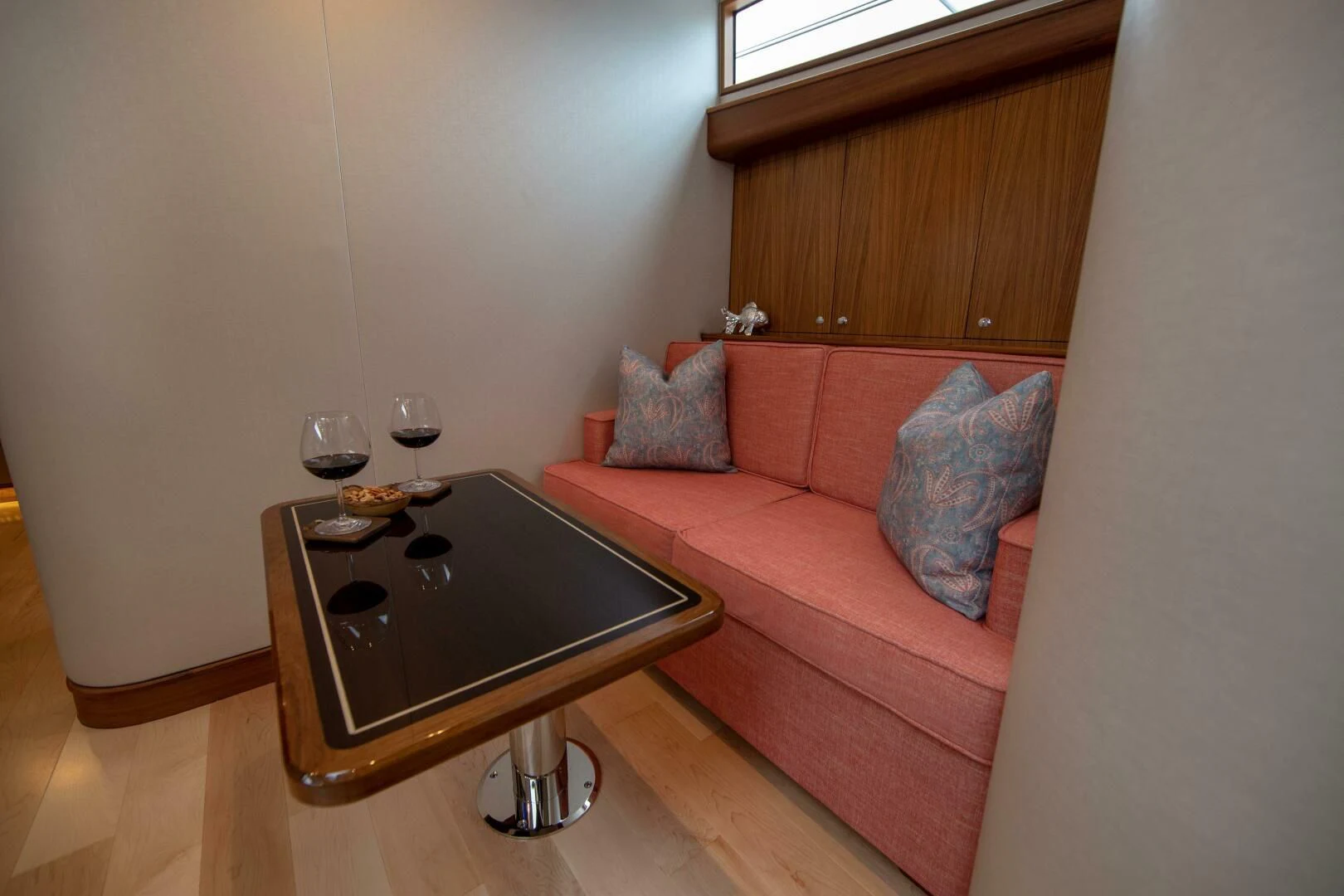 a table with glasses on it aboard PRIVATEER Yacht for Sale