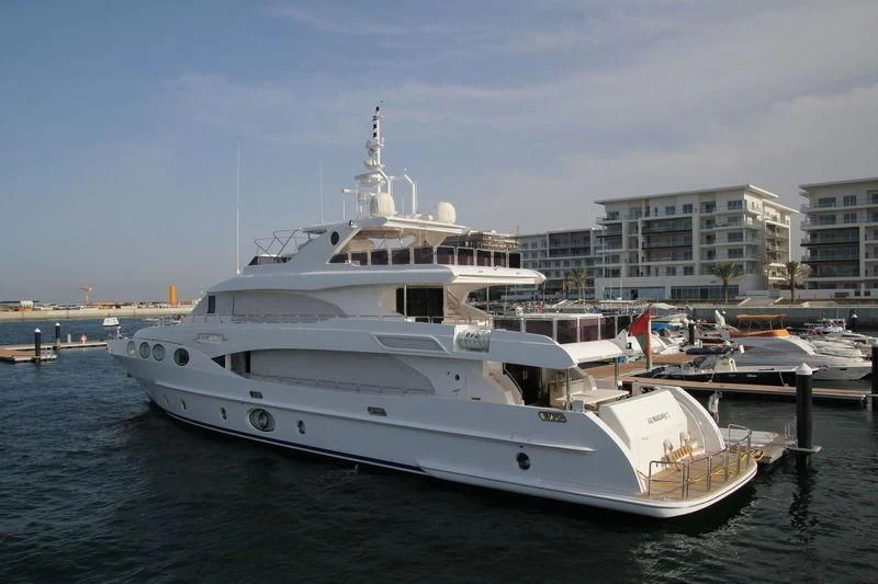 a large white boat in the water aboard OCTOBER Yacht for Sale