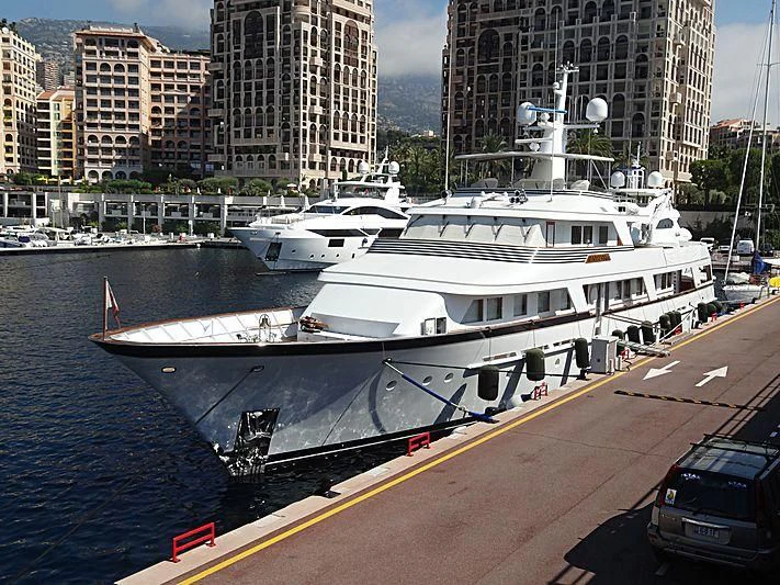 a boat parked on the side of a road aboard SYNTHESIS 66 Yacht for Sale