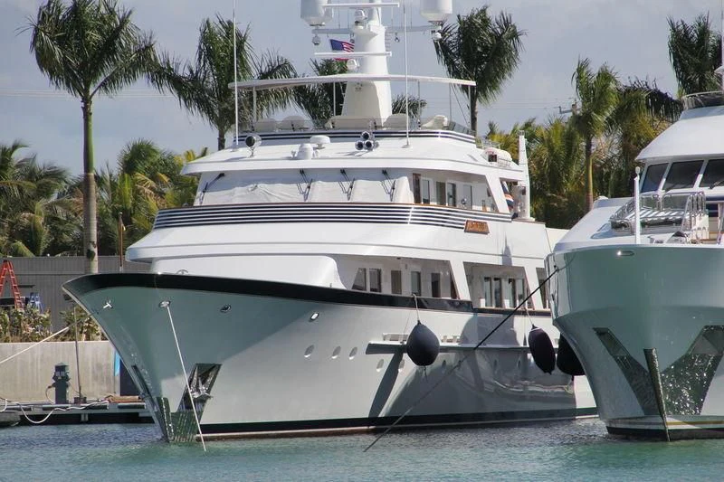 a couple of boats in a harbor aboard SYNTHESIS 66 Yacht for Sale