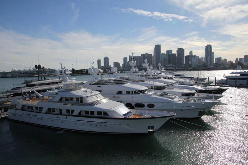 a large white boat in the water aboard SYNTHESIS 66 Yacht for Sale