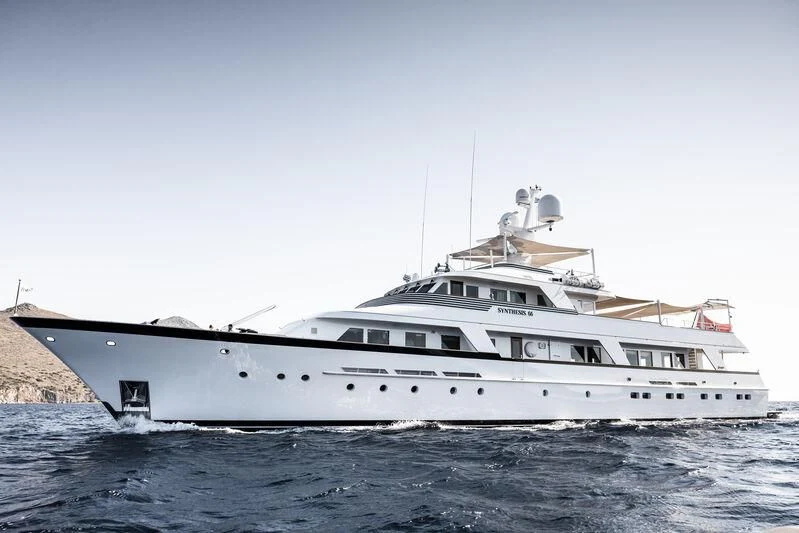 a large white yacht aboard SYNTHESIS 66 Yacht for Sale