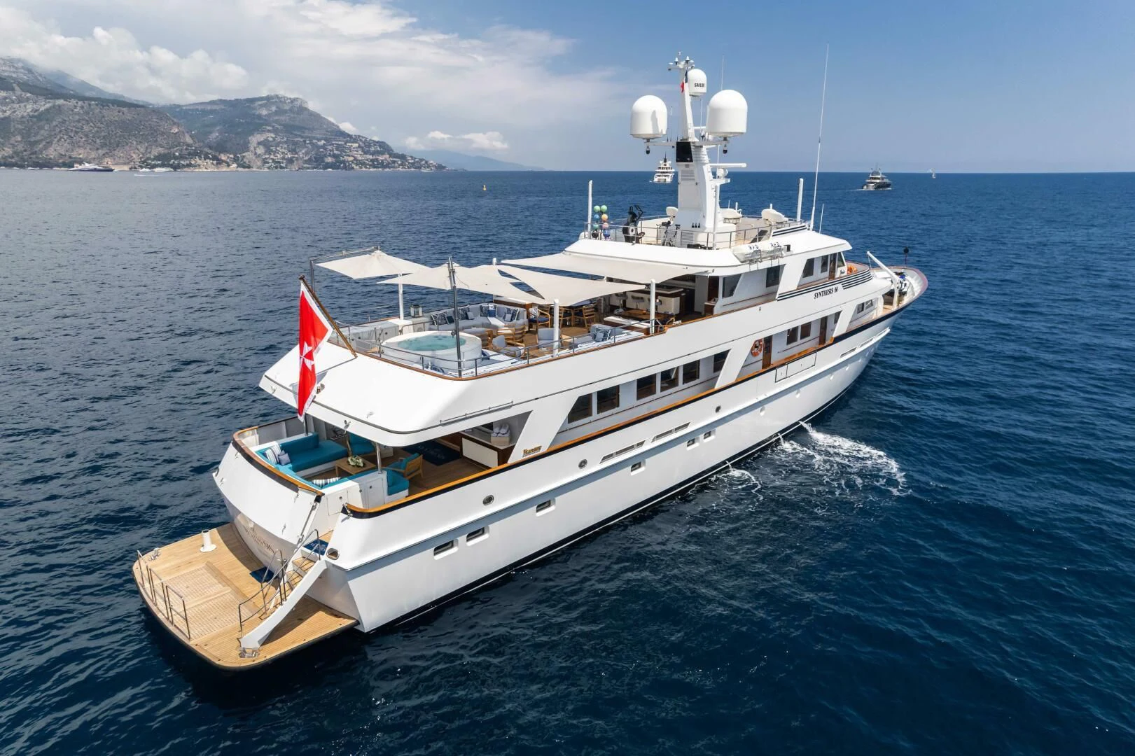 a boat on the water aboard SYNTHESIS 66 Yacht for Sale