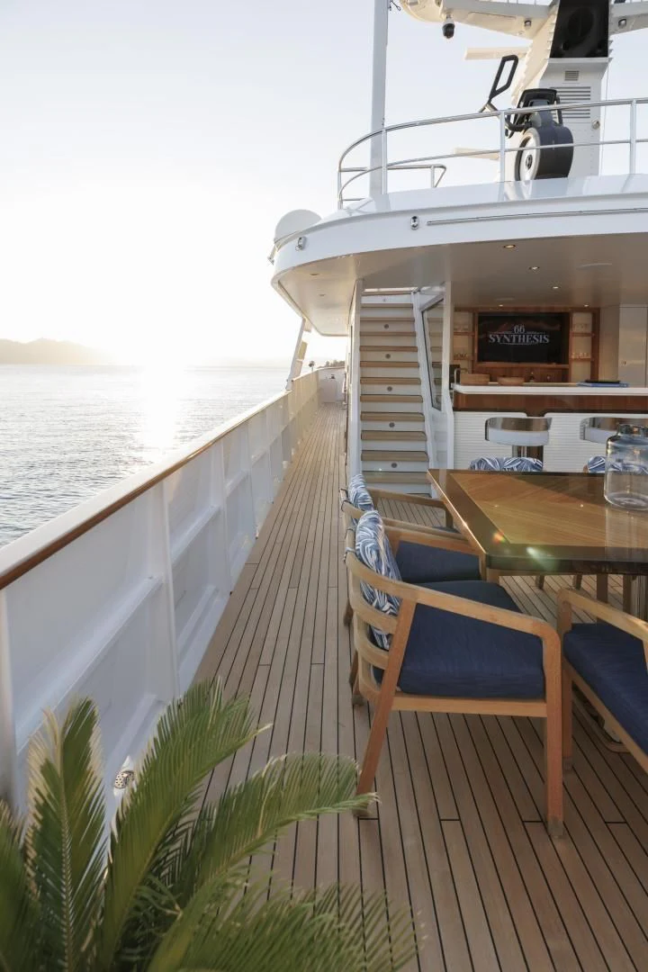 a boat on a deck aboard SYNTHESIS 66 Yacht for Sale
