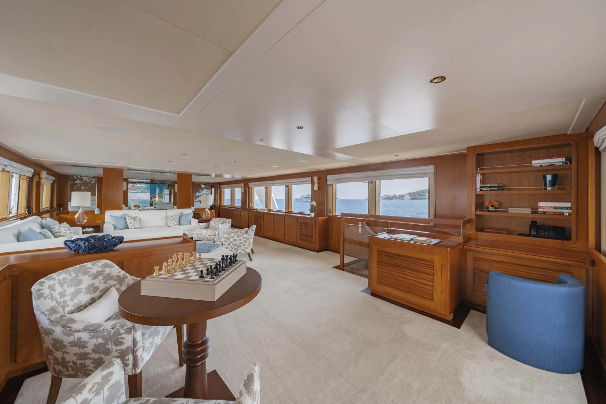 a large bedroom with a large open window aboard SYNTHESIS 66 Yacht for Sale