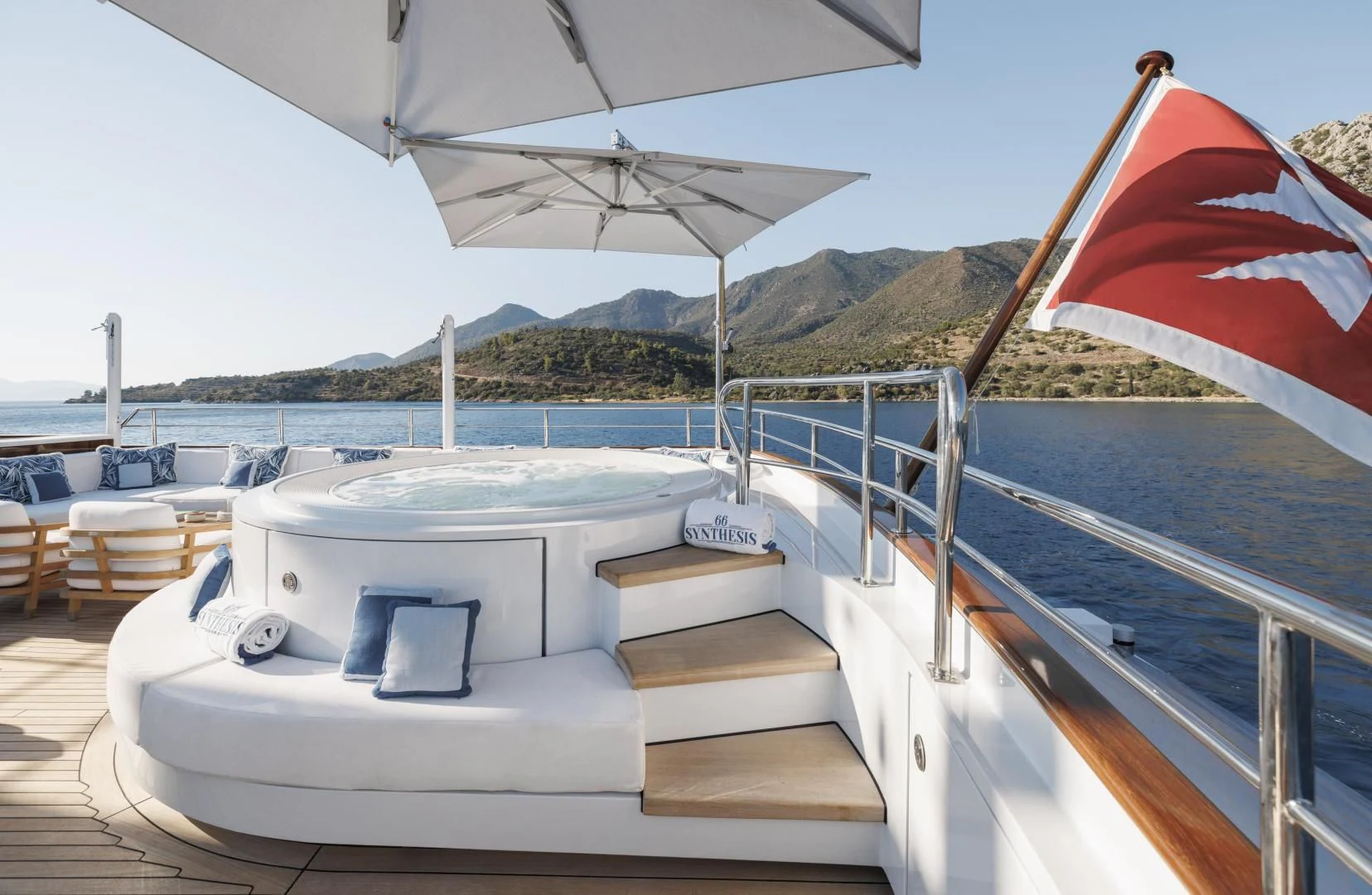 a boat on the water aboard SYNTHESIS 66 Yacht for Sale