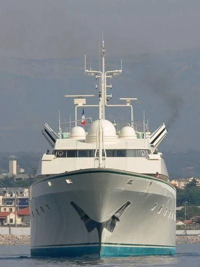 a large boat in the water aboard KINGDOM 5KR Yacht for Sale