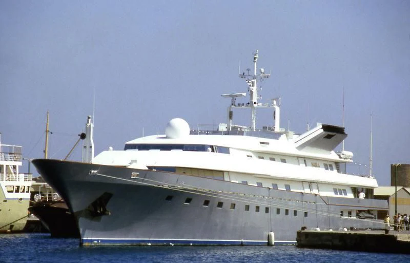 a large ship docked aboard KINGDOM 5KR Yacht for Sale