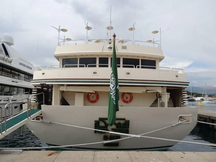 a large white boat aboard KINGDOM 5KR Yacht for Sale