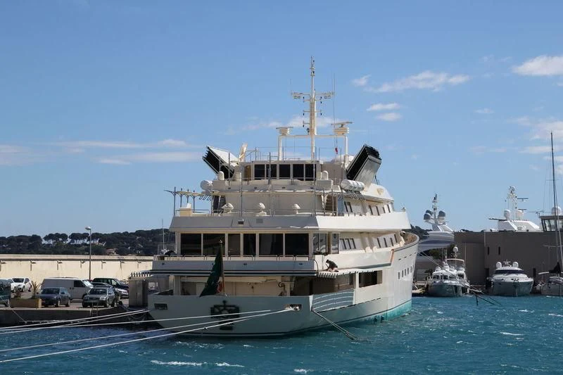 a large boat in the water aboard KINGDOM 5KR Yacht for Sale